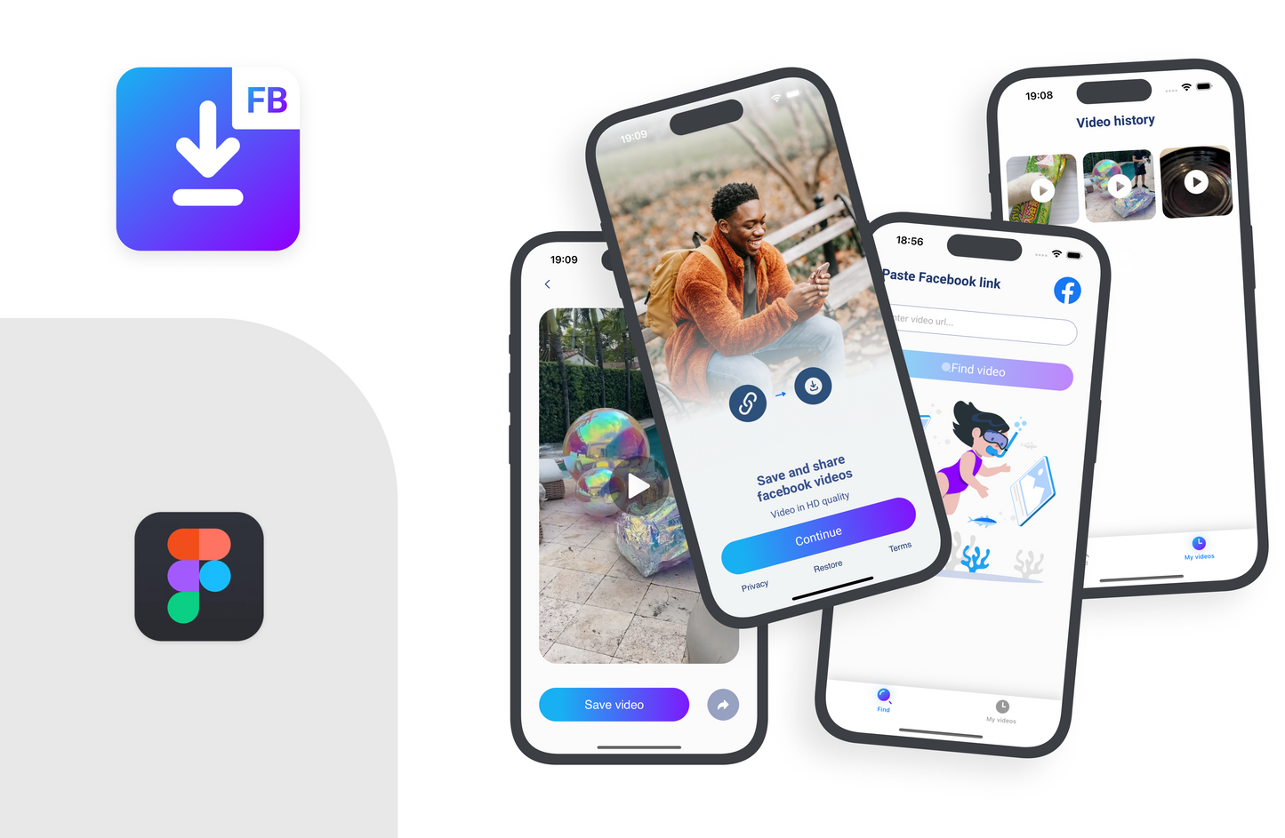 FB Video Saver | Wireframes