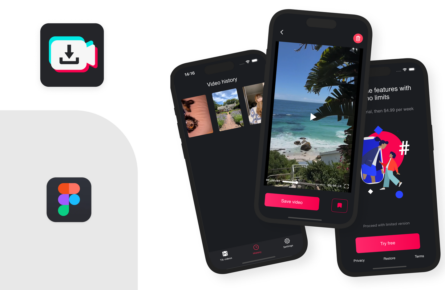 Tik Saver without watermark | Wireframes